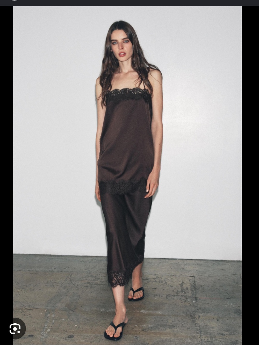 Zara satin effect lace skirt with hem ZW Collection